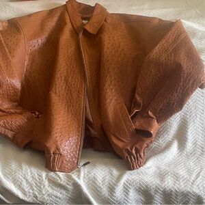 Giani Bernini Brown Bomber Jacket Genuine Ostrich size 5XL